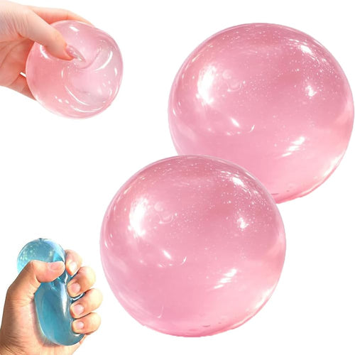 Coconut Oil Squeeze Toys, 2 Pack Malt Sugar Balls Filled Stress Relief Squishy Soft Non-Sticky Sensory Fidget Toy for Adults Anxiety Relief (Blue)
